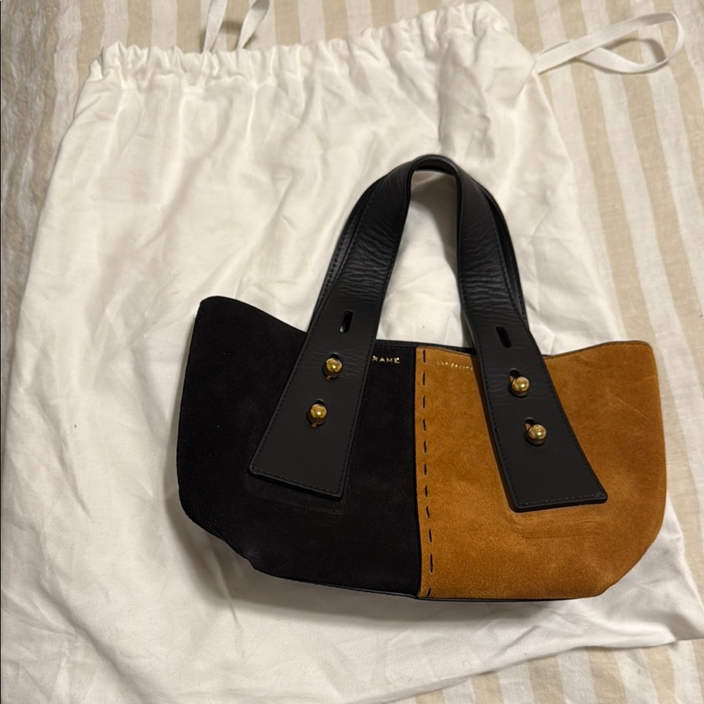 Frame Denim Black and Tan Mini Bag with Asymmetrical Design